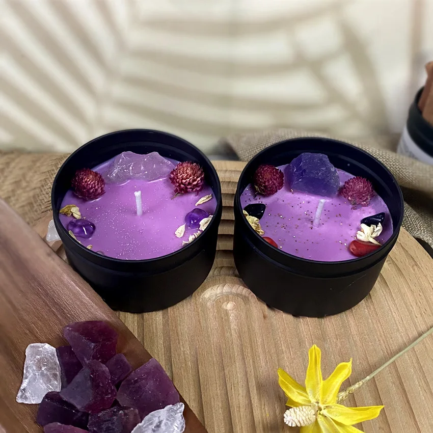 Home Fragrance Jar - 8x5.2cm Dried Flower Crystal Stone Scented