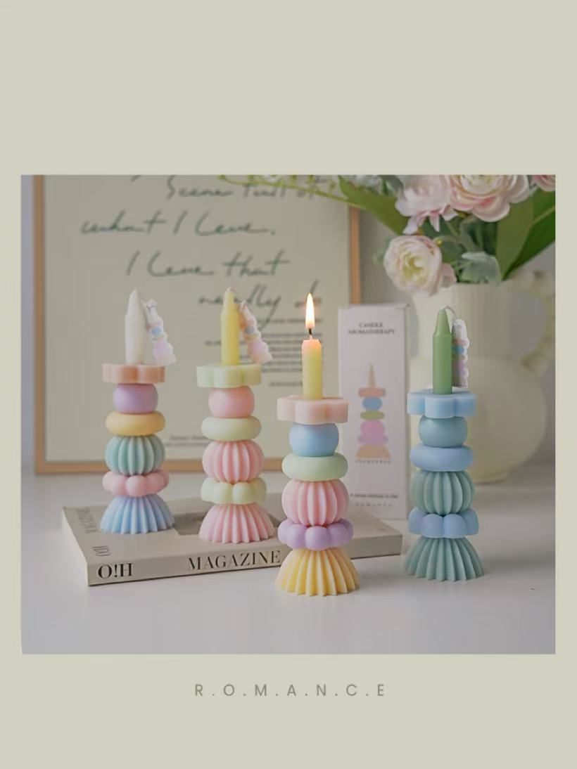 Home Fragrance - Artisan Geometric Layered Fragrance Candle, Lovely